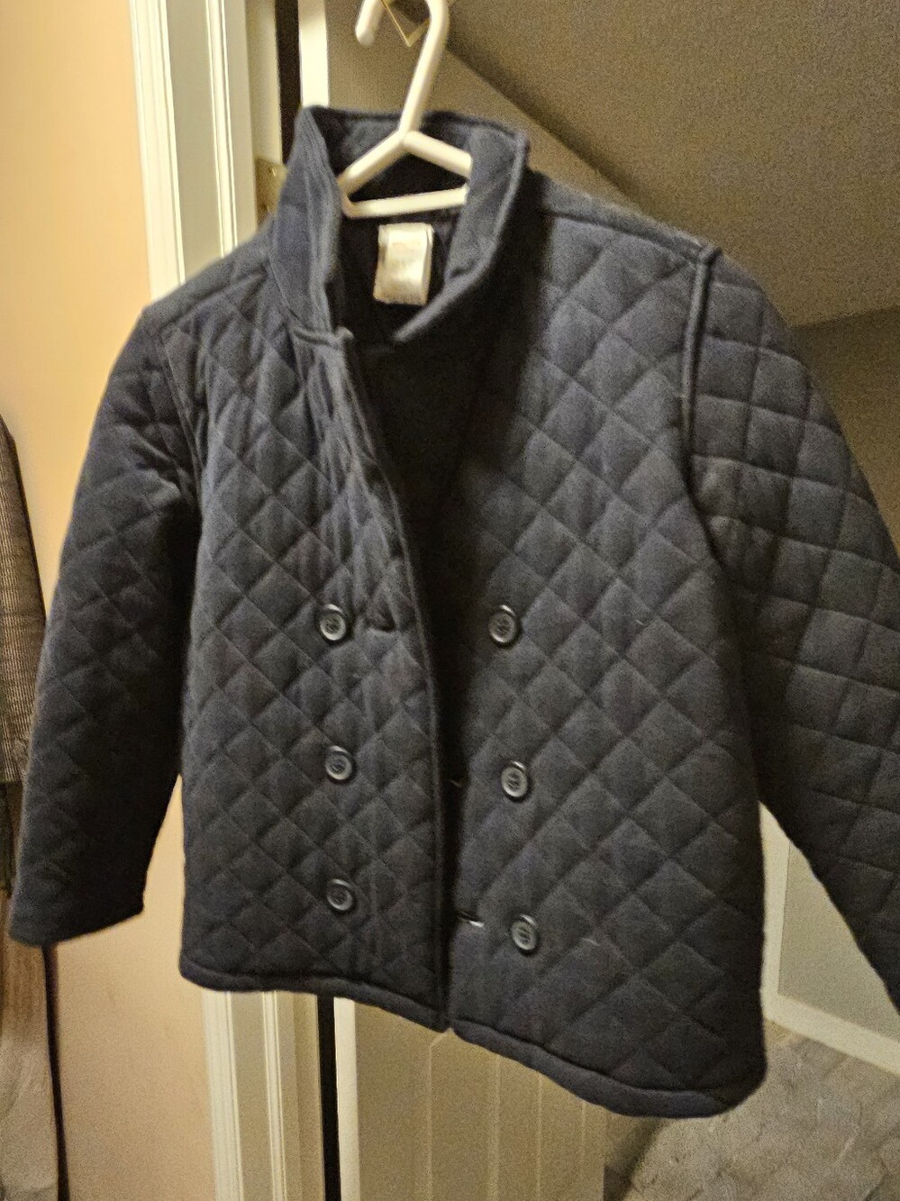 7/8 Gymboree Quilted Navy Double-Breasted Pea Coat